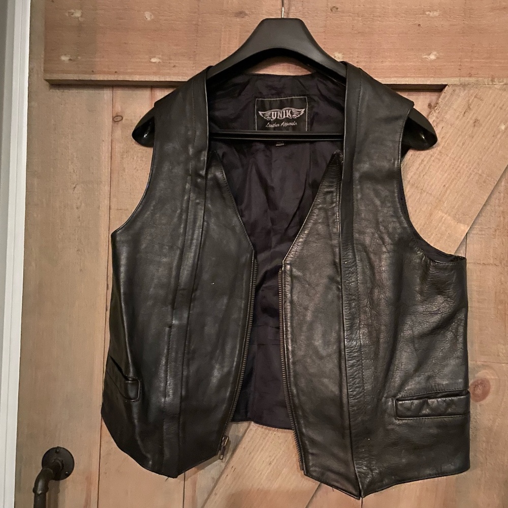 Men's Leather Motorcycle Vest Size XXL UNIK Leather Apparels